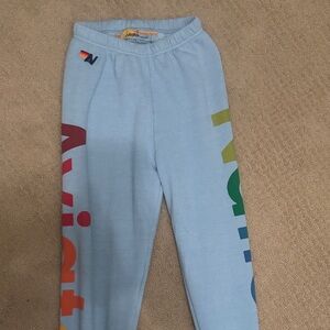 Aviator Nation Light Blue Multicolor Logo sweatpants